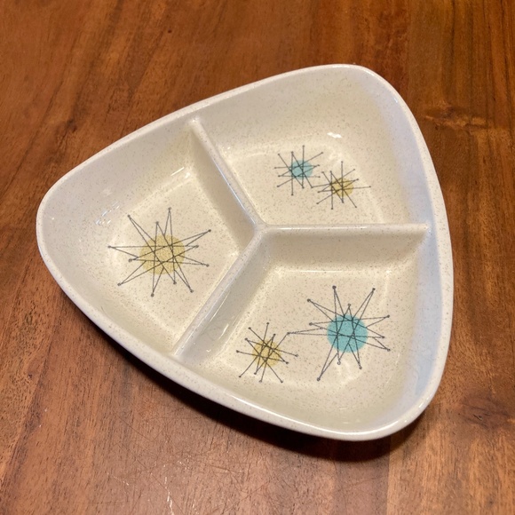 Franciscan Starburst Atomic 3-Part Relish Dish - Picture 2 of 5